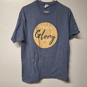 To God Be The Glory Galatians 1:5 Graphic Tee Shirt Blue Gray Large